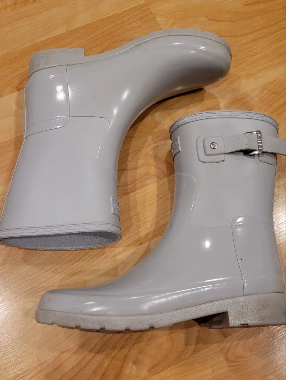 Hunter Women's Refined Short Gloss Duo Rain Boots Gray Size 7